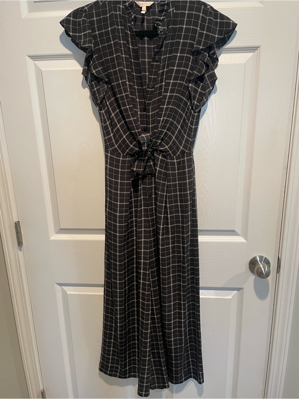 Rebecca Taylor Black and White Windowpane Jumpsuit